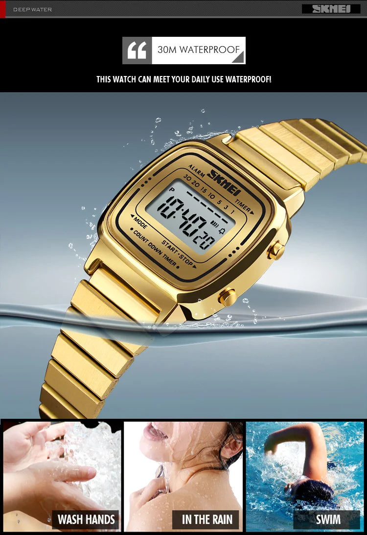 SKMEI 1901 Luxury Women Watches Small Dial Digital Chrono Calendar Watch Waterproof Ladies Wristwatch Clock Montre femme 1620