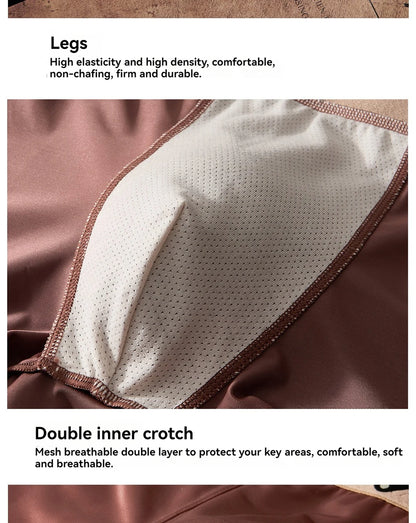 3PCS/Pack Luxury Satin-like Ice Silk Men's Panties Hygroscopic Breathable Double-layer Silk Crotch Boxer High Elastic Underpants