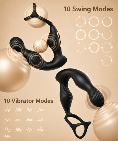 Prostate Massager Vibrator Sex Toy for Men Anal Butt Plug Rechargeable 360 Rotating Head Remote Control Penis Ring Waterproof