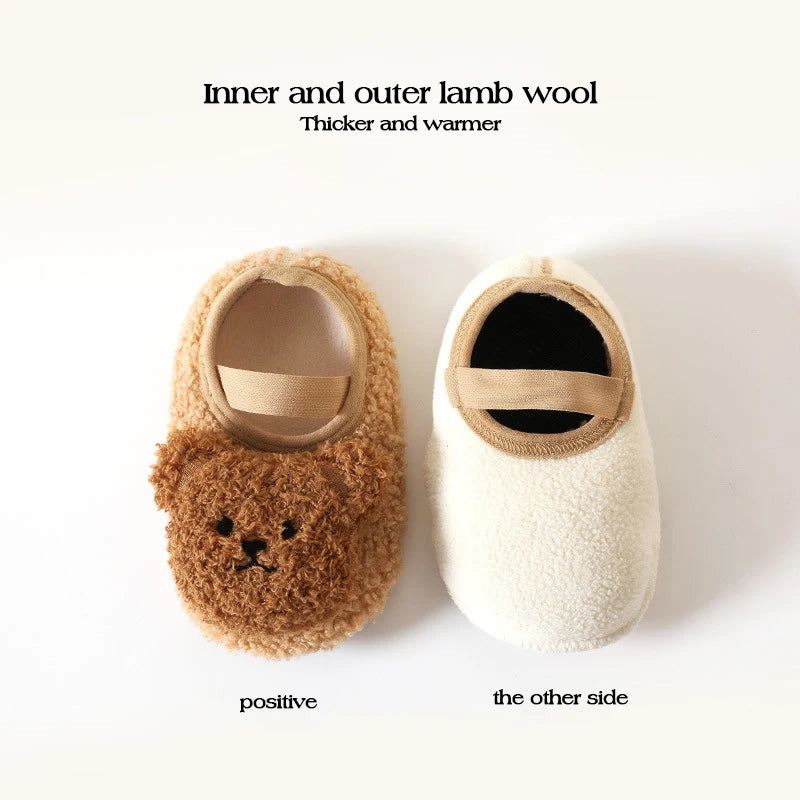 Winter Infant Floor Socks Soft Bottom Anti-slip Newborn Learning Walking Shoes Cute Cartoon Bear Baby Boat Sock Kids Footwear