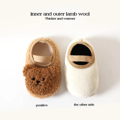 Winter Infant Floor Socks Soft Bottom Anti-slip Newborn Learning Walking Shoes Cute Cartoon Bear Baby Boat Sock Kids Footwear
