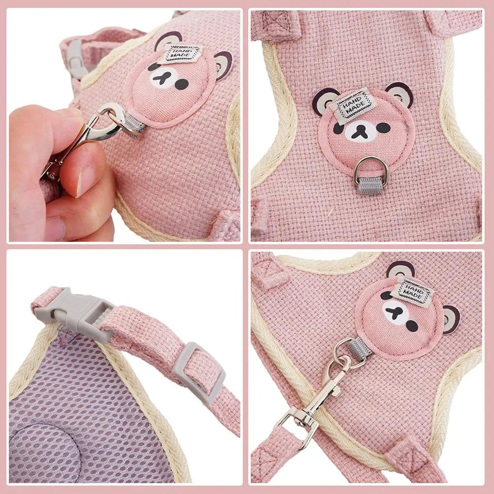 Newest Cute Cat Harness and Leash Set Bunny Pet Accessories Vest Harnesses Small Dog Leashes for Outdoor Walking Pets Supplies