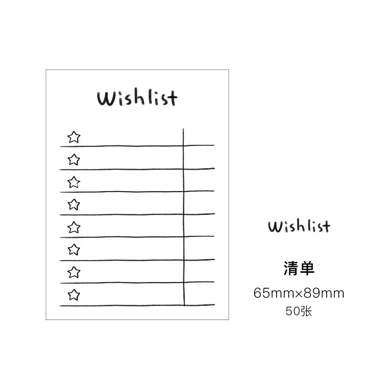 50Sheets Mini Note Book Convenient Memo Pad List Time Sticky Note Schedule Planner Office School Supplies Stationery