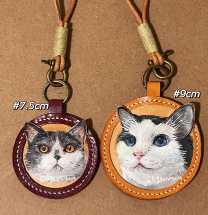 Pet Souvenirs Pet Nameplate Souvenirs Leather Carving Pet Pictures Customized Car Dog Cat Portrait 3D Image