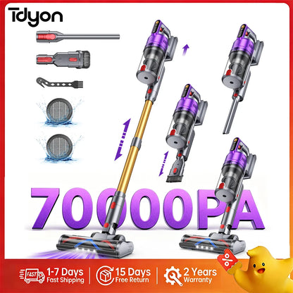 Tdyon Nova 70000PA 680W Cordless Vacuum Cleaner 75mins Long Runtime Removable Battery Self-Standing Wall Charging Vacuum Cleaner