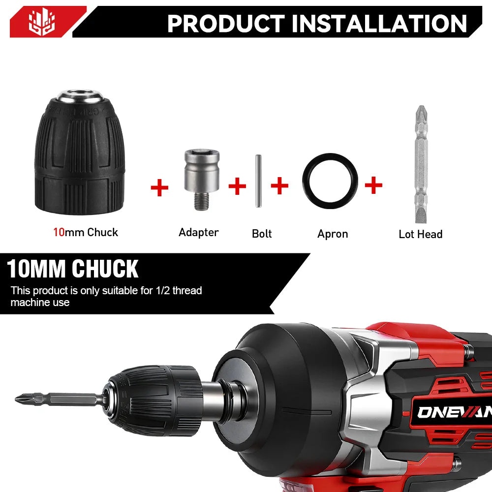 ONEVAN 2800N.M 2800W Brushless Electric Impact Wrench 1/2 Inch Cordless Wrench Screwdriver Power Tool For Makita 18V Battery Pin