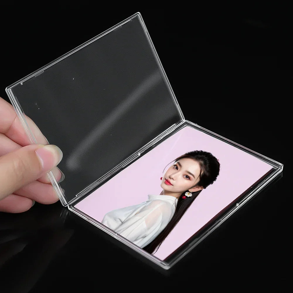 Transparent acrylic card storage clip-type game sports trading card display box K-pop idol photo protective cover non-magnetic