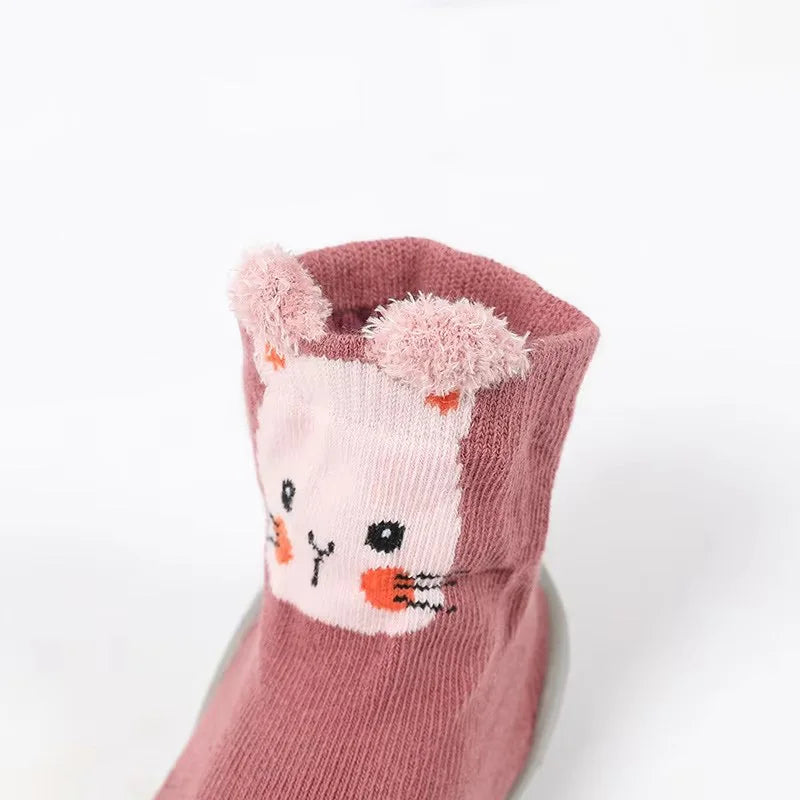 Baby Socks Shoes Kids Toddler First Walkers Animal Pattern Soft Non-Slip Sole Breathable Rubber Floor Shoes for Boys and Girls