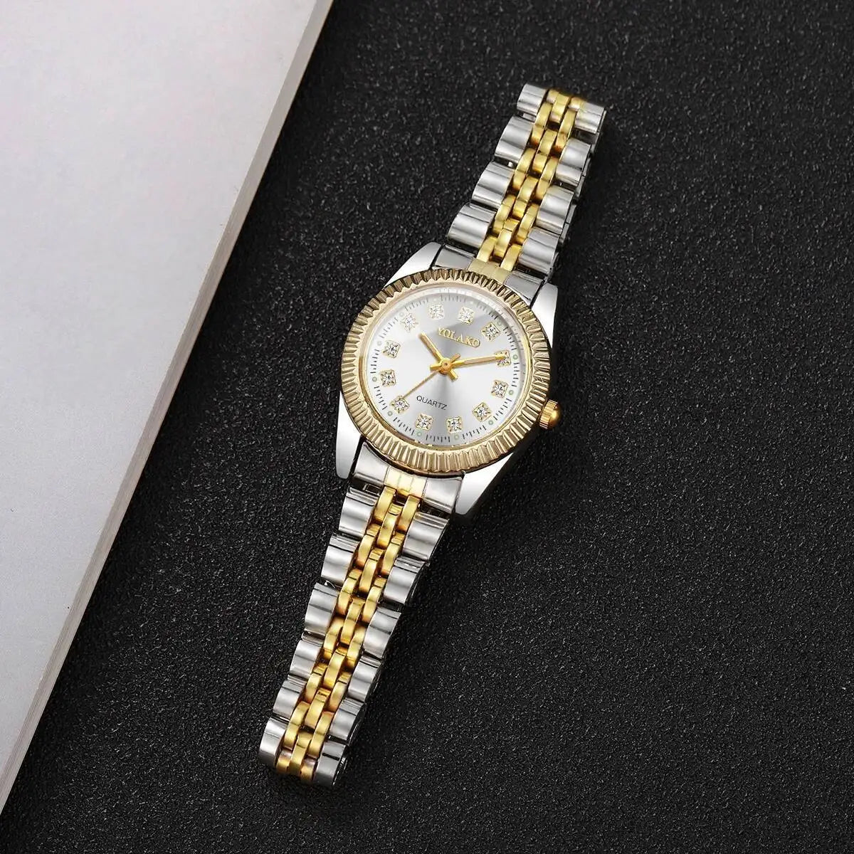 Luxury Rhinestone Women Watches Stainless Steel Band Quartz Wristwatch Clock Gift Reloj Mujer（Without Box）