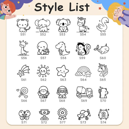 Cartoon Giraffe Customized Name Stamps for Kids,Personalized Waterproof Stamp for Clothing Name Seal for Student&Child