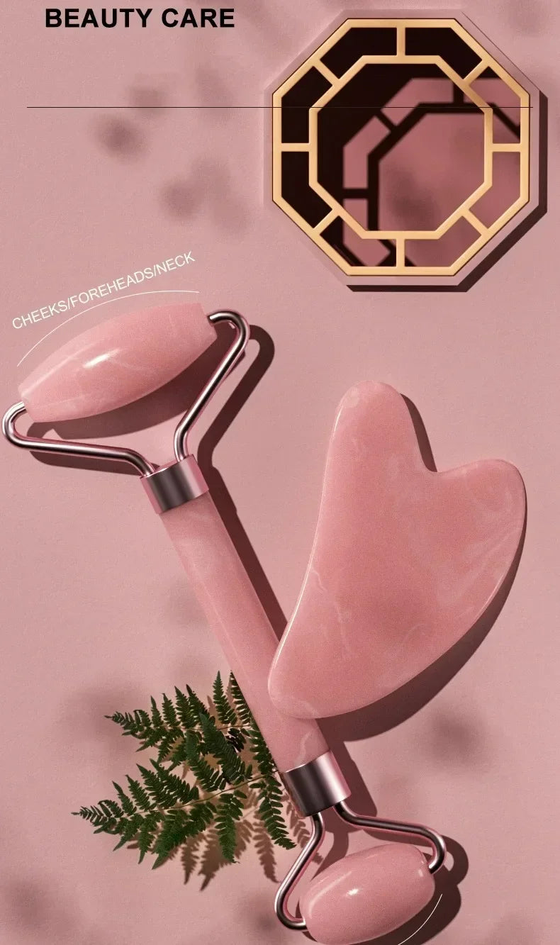 Facial Massage Roller With Gua Sha Stone Multifunctional Massager For Body Eye Acupoint Relief Anti-Aging Daily Skin Care Tools