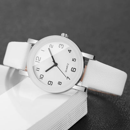 1/2PCS Fashion Couple's Watches Leather Strap Wristwatch Men Women Casual Arabic Dial Quartz Watches (Without Box)