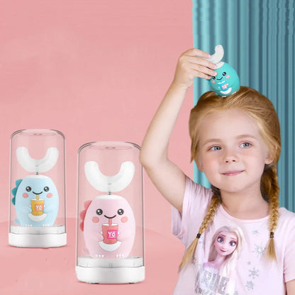 360 Degrees Electric Toothbrush Kids U Shaped Silicon Smart Sonic Teeth Tooth Brush Cartoon Pattern for Children IPX7 Waterproof