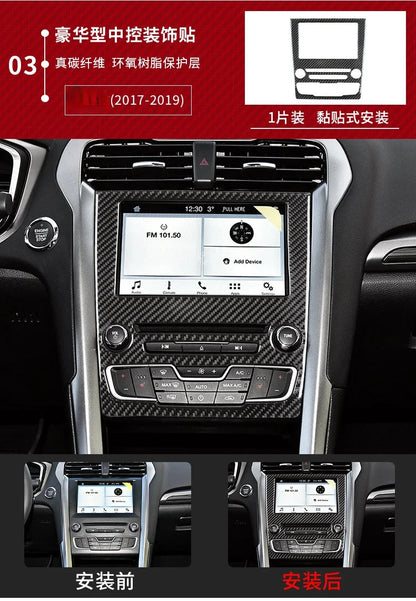 Fit for Ford Fusion Mondeo 2013–2019 Carbon Fiber Style ABS Interior Panel Cover Trim Stickers Car Decor Accessories