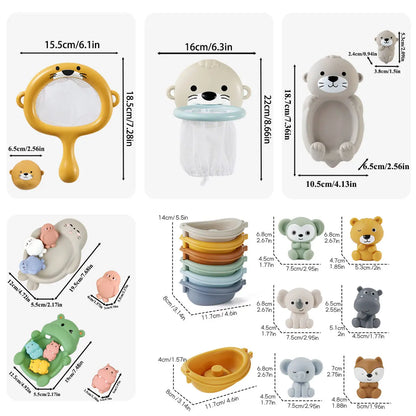 Children Otter Bath Toy Infant Float Ball Set Stackable Floating Boat Soft Water Play Toy Beach Swimming Pool Gift