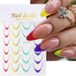 3D Gold Stamping V-Shaped French Tips Nail Art Stickers Retro Metal French Line Nail Decals Chrome Curved Strip Nail Decoration