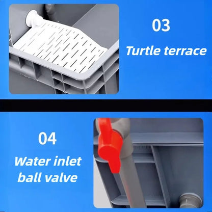 Oxygenate Turtle Terrariums Fliter Cultivation Turnover Box Multifunctional Large Space Fliter Box Turtle Fish Ecological Tank