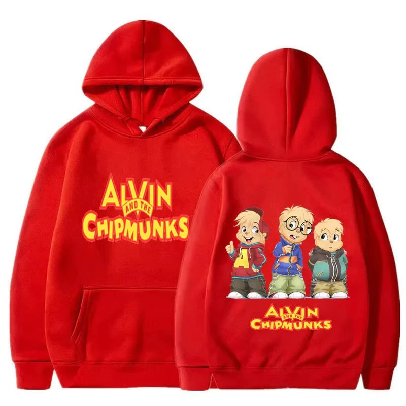 Cartoon Hoodie Alvin and The Chipmunks Green Red Navy Blue Shirt Camisa S/P Movie Promo Animation Long Sleeve Hoody Sweatshirts