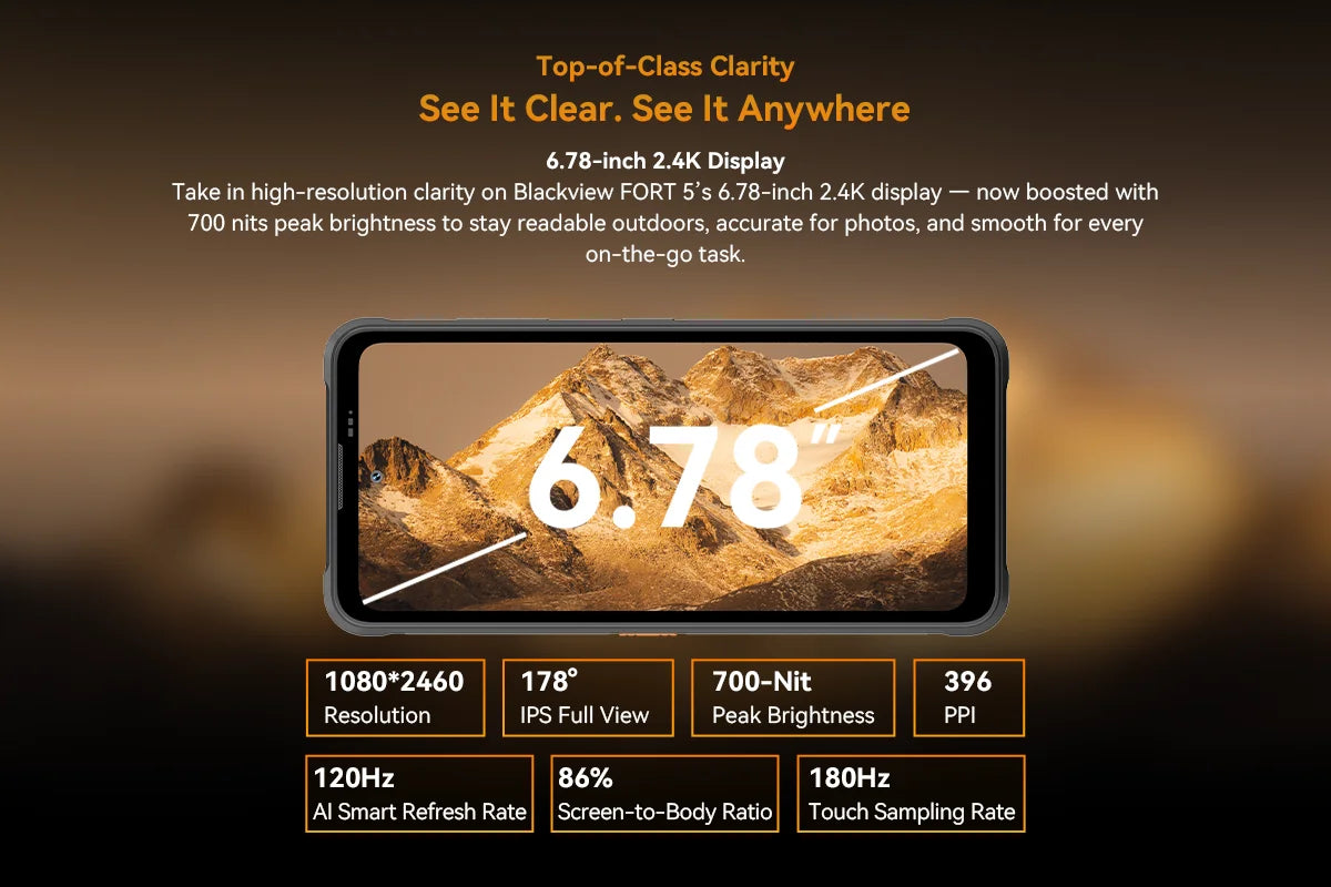 Blackview FORT 5 Android 16 Rugged Smartphone 36GB(12+24)+256GB 6.78" HD+ IPS 5000mAh Mobile Phone Smartphone Mobile Phone NFC