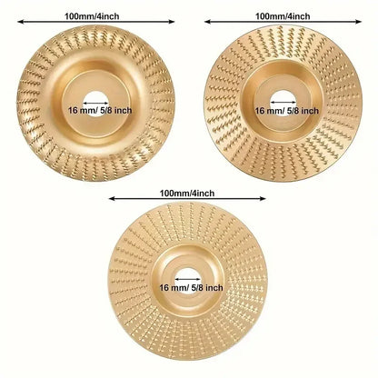 Woodworking Grinding Disc Three-Piece Set 100mm Wide/16Mm Metal Hole Arc-Shaped Bevel Design Electric Grinder Grinding Disc Wood Cutting Carving Polishing Tool Set