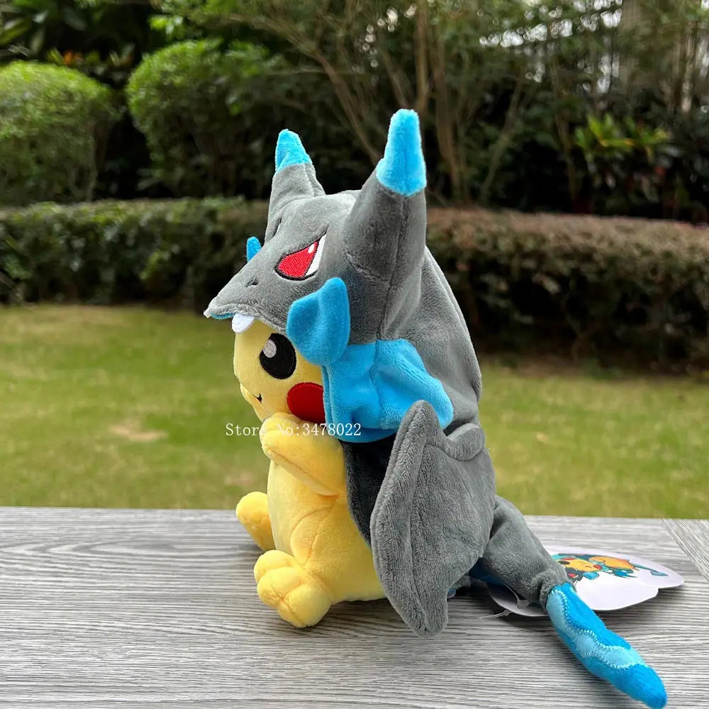 4 Styles Cosplay Pokemon Plush Mega Shiny Charizard XY Pikachu Cloak Stuffed Toy Cartoon Soft Doll