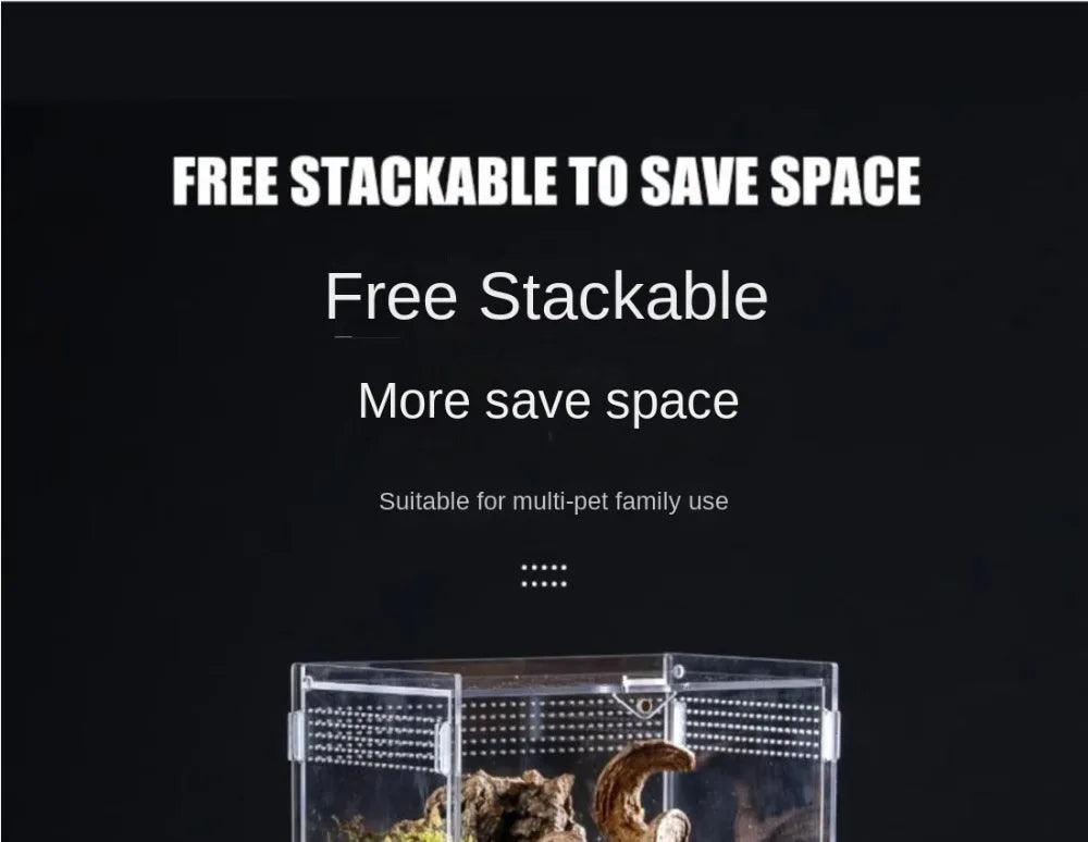 New Acrylic Reptile Habitat Anti-Escape Clear Spider Feeding Case Multiple Size Arboreal Small Pet Cage for Chameleon Clear