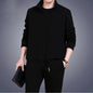Middle aged and elderly men's two-piece casual wear and sportswear set, long sleeved set, public edition solid color cardigan to