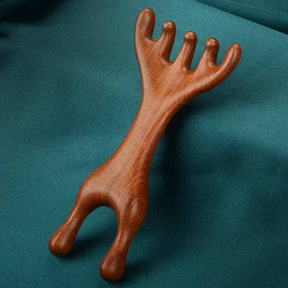 1Pc/2Pcs Double Headed Body Meridian Massage Comb Deer Antlers Sandalwood Wood Therapy Massage Comb Anti-static Tool