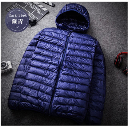 Men's All-Season Ultra Lightweight Packable Down Jacket Water and Wind-Resistant Breathable Coat Big Size Men Hoodies Jackets