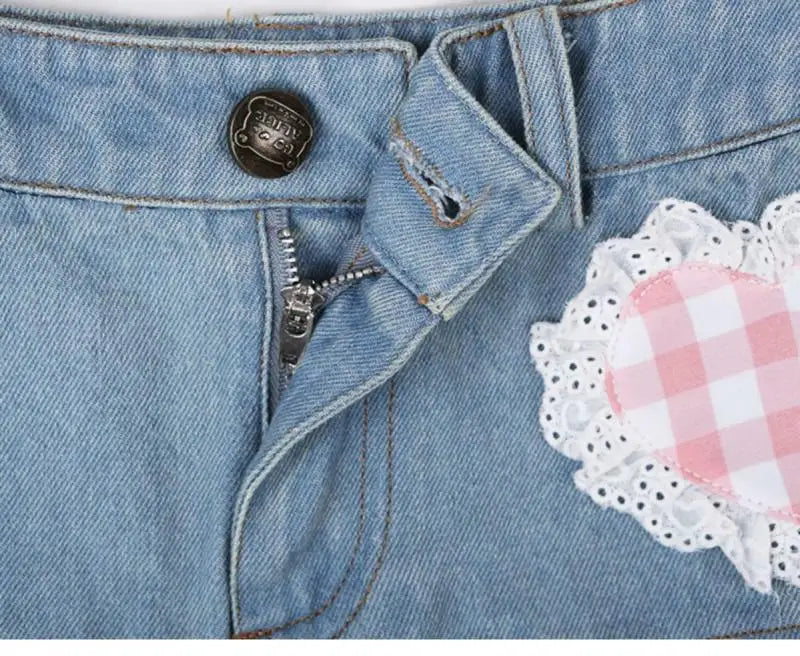 Kawaii Girls Lolita Skirts Japanese Women Harajuku Ball Gown Denim Skater Y2K High Waist Lace Cake Skirts Versatile Puffy Skirts