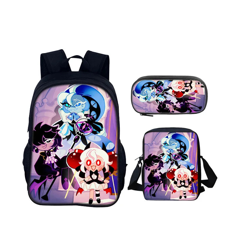 Cartoon Popular Shadow Milk Plush 3D Print 3pcs/Set pupil School Bags Laptop Daypack Backpack Inclined shoulder bag Pencil Case