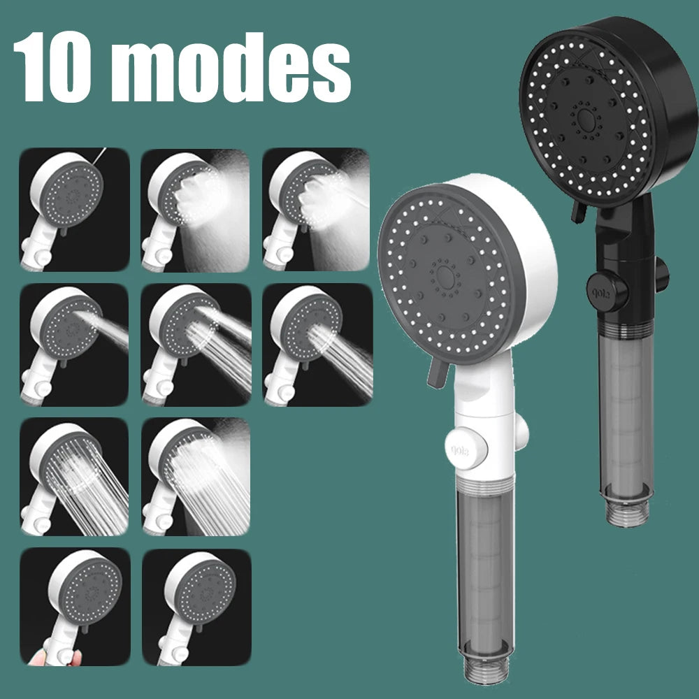 10 Spray Modes Filtered Shower Head High-Pressure Handheld Showerhead Water Saving Fall Resistance Bathroom Shower Nozzle