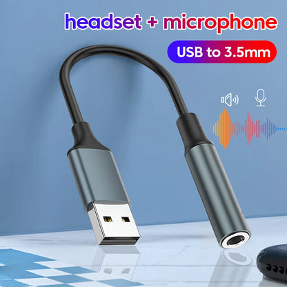 USB To 3.5MM Jack Audio Adapter USB to 3.5mm Headset/Microphone External Stereo Sound For PC Laptops USB to 3.5 Jack Adapter