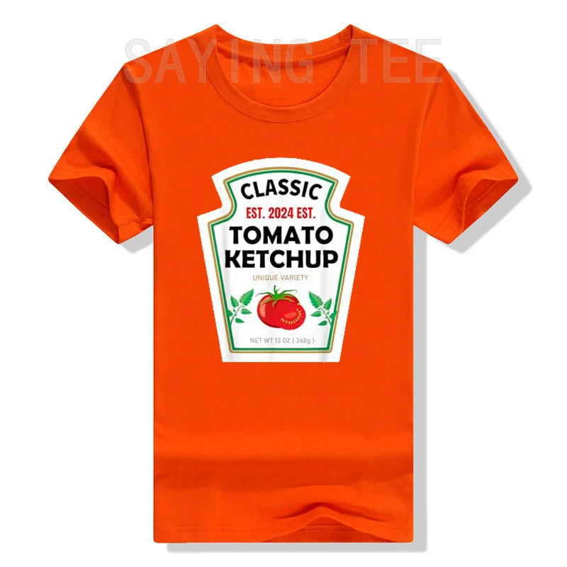 Red Ketchup Yellow Mustard DIY Costume Matching Couples Groups Halloween T-Shirt Gifts Lazy Easy Condiments Costumes Couple Tops