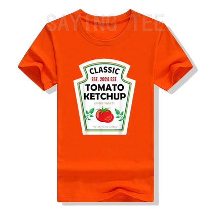 Red Ketchup Yellow Mustard DIY Costume Matching Couples Groups Halloween T-Shirt Gifts Lazy Easy Condiments Costumes Couple Tops