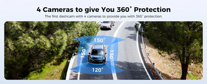 AZDOME Dash Cam M660 2.5K+3*1080P 4CH Car DVR GPS 5G Wifi Free 64GB Card Voice Control 24H Parking Monitor Super Night Visio
