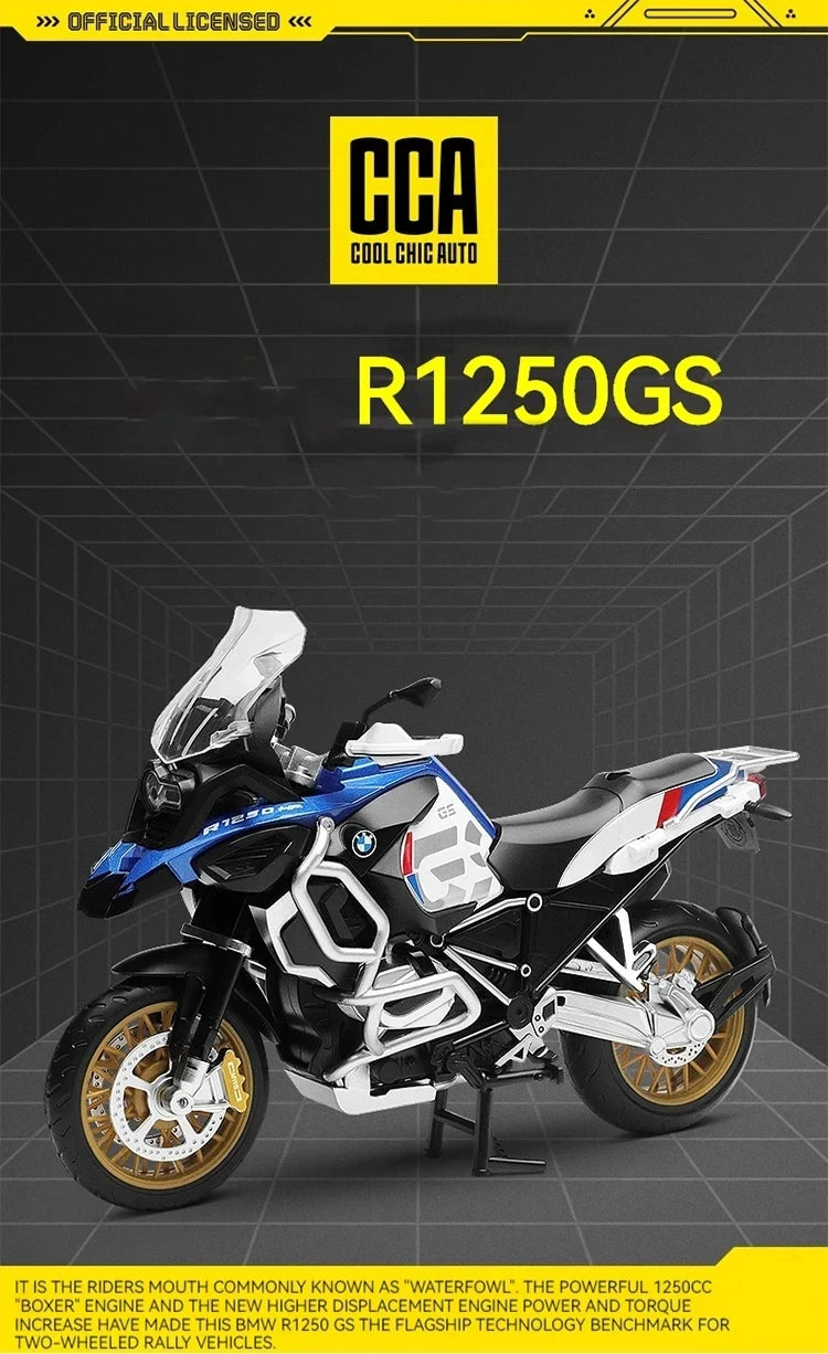 CCA R1250 GS. 1:12 Alloy Die-cast Car Motorcycle Model, Toy Gift Giving, Die-cast Static Motorcycle Model
