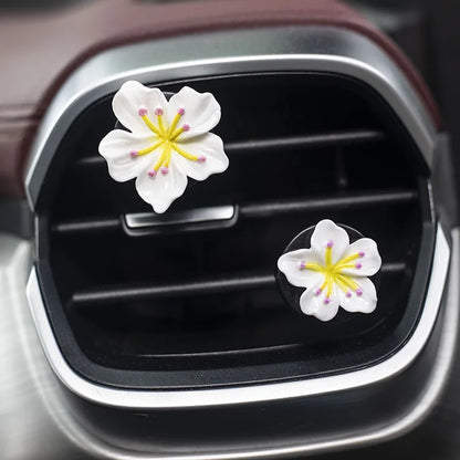 2Pcs Car Perfume Clip Flower Car Air Freshener with Fresh Color Air Outlet  Decorations Bright Peach Blossom Cherry Blossom