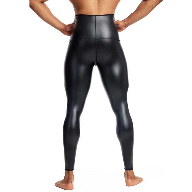 CHENYE Fitness Jogging Workout Pants Men Casual Paty Pants New Running Man High-waisted Stretch Leather Pants GYM Sport Trousers