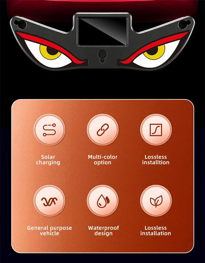 Solar Demon's Eye Car Lights Dynamic Expression Led Light Ambience Lamp Decoration Rechargeable Warning Lamps with Suction Cups