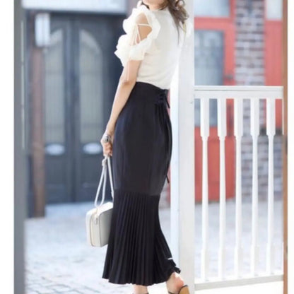 Japanese Off Shoulder Ruffle Edge Slim Short Sleeve Tshirt Women Sweet Elegant Knitted T Shirt Girl Commuting Short White Top