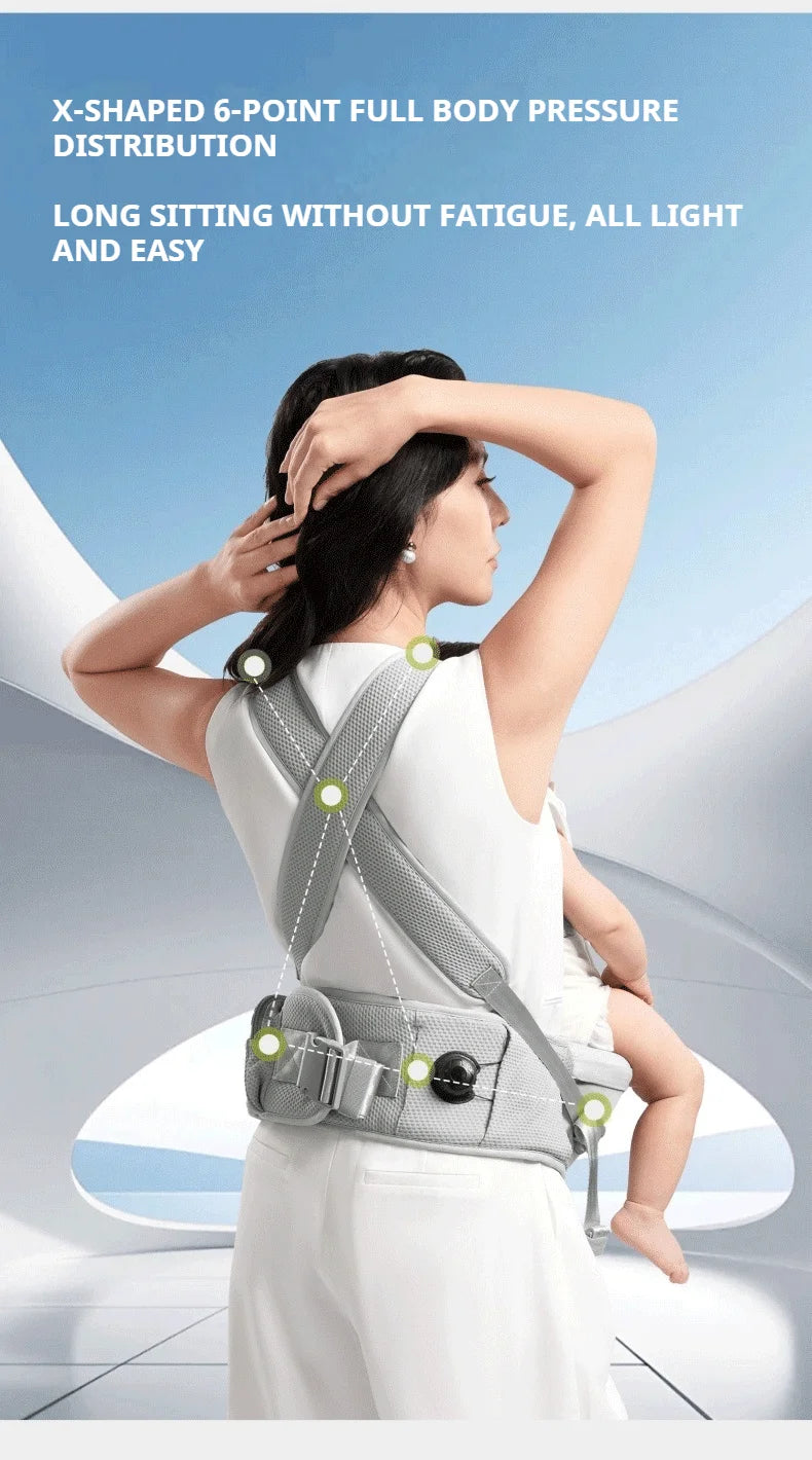 AIBEDILA Baby Carrier Waist Stool Ergonomic Kangaroo Baby Carrier with Knob Breathable Newborn Waist Stool 0-36M