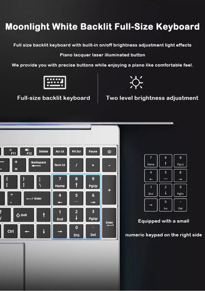 New 15.6" Laptop Intel Core I9-9880H 32GB RAM 2TB SSD Ultra Slim Gaming Laptop 1920*1080 Windows 11 Office Study Home Use
