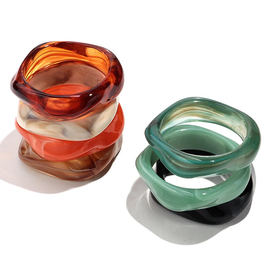 Bohomia Acrylic Statement Irregular Geometric Chunky Bangles for Women Resin Colorful Exaggerated Charm Bracelet Jewelry Gifts