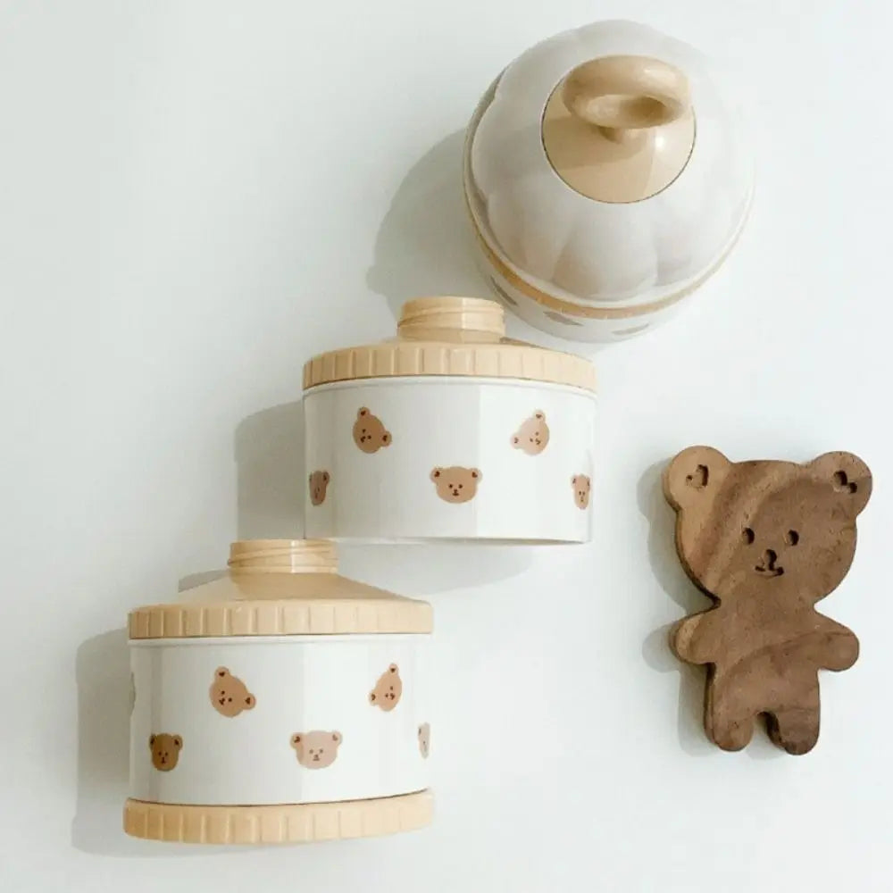 3 Layers Baby Milk Powder Box Cartoon Bear Tulip Portable Formula Dispenser Non-Spill Stackable Infant Food Tank Toddler