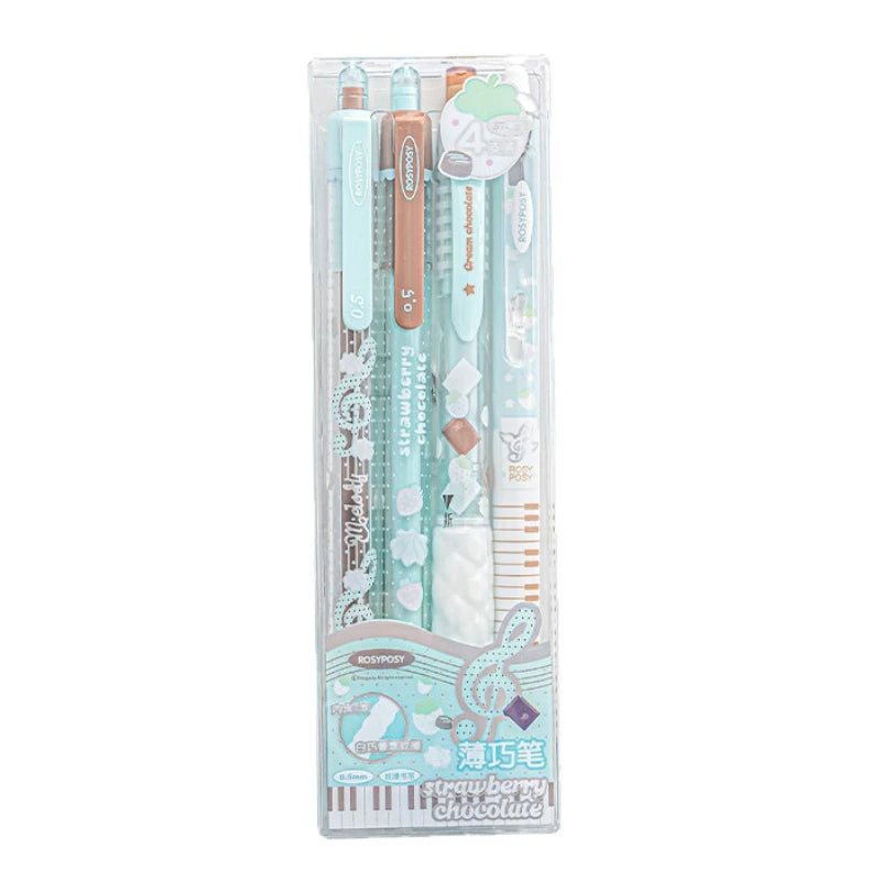 4Pcs Cute Kawaii Gel Pens Set Aesthetic 0.5mm Fine Point Retractable Pens for School Office Writing Sweet Chocolate Stationery