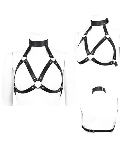 Sexy Leather Body Harness Belt with Mask BDSM Bondage Lingerie Chest Harness Strap for Enhanced Sensation