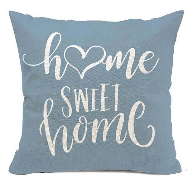 Lake blue white geometric linen pillowcase sofa cushion cover home decoration can be customized for you 40x40 45x45 50x50 60x60