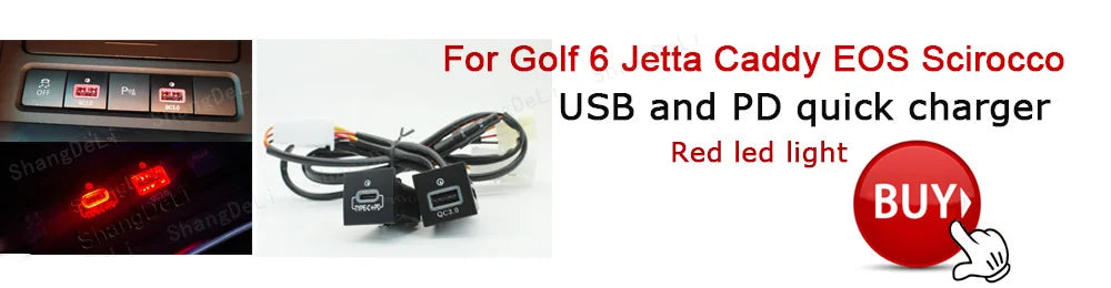 For VW Golf 6 MK6 Jetta 5 MK5 Scirocco 2006 - 2012 Car USB Charger PD Quick Charge QC3.0 Auto Phone Charging Adapter Button