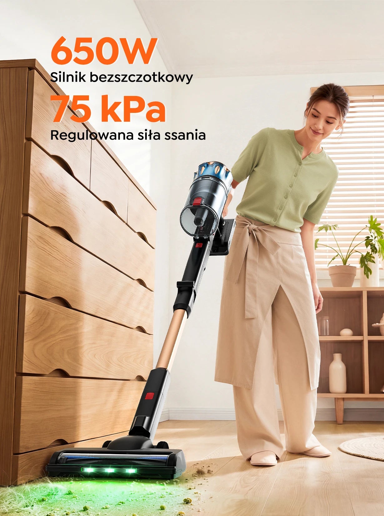 BUTURE S20 Cordless Vacuum Cleaner, 75KPa 650W Powerful Suction, 90 Min Runtime, Freestanding Charging Dock, Removable Battery, Smart Display Stick Vacuum for Pet Hair, Carpets and Hard Floors